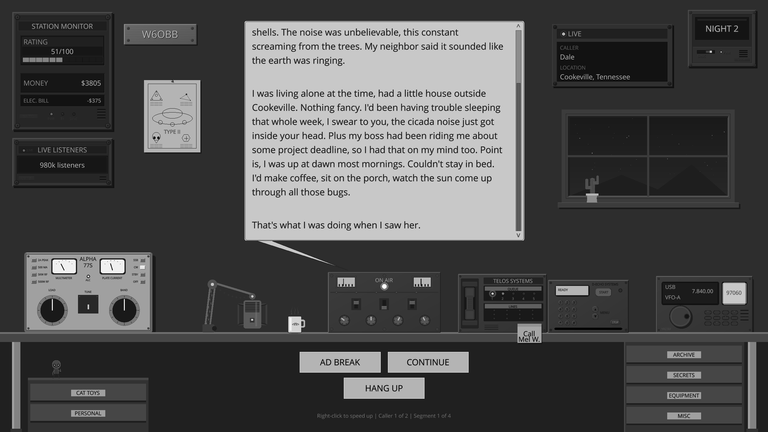 Dale from Cookeville, Tennessee shares his story on air